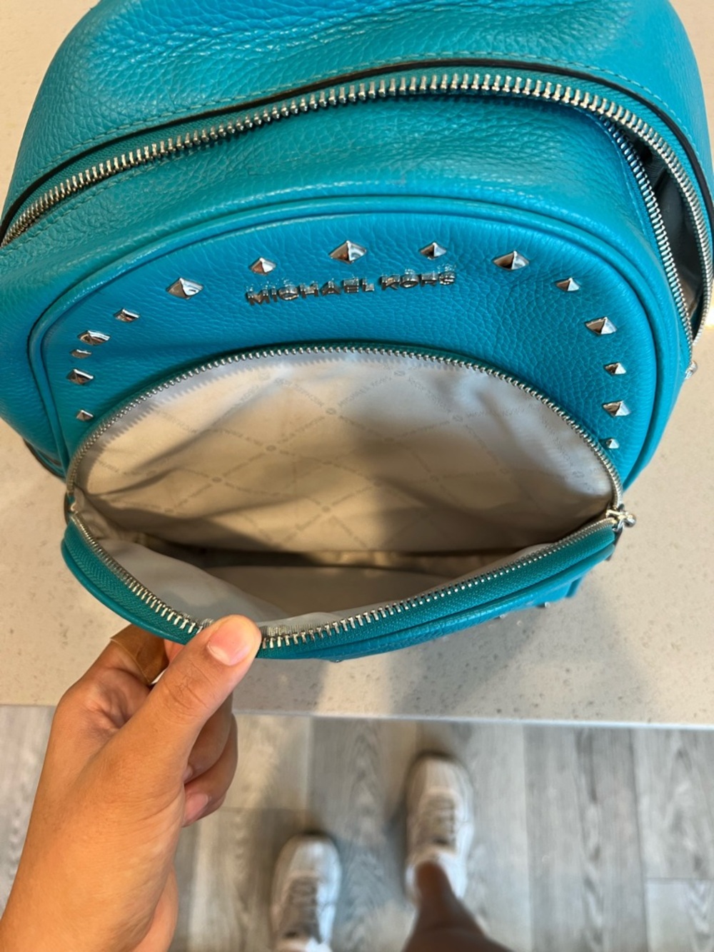 Michael Kors Abbey Medium Studded Pebbled leather Backpack - Picture 7 of 7